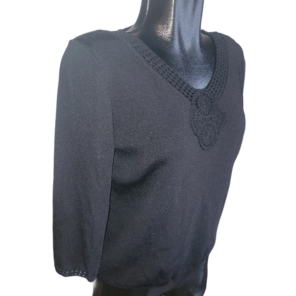 Nygard Collection Black Cropped Sleeve Sweater M - Picture 3 of 7